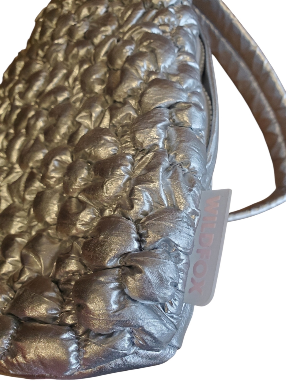 RARE Wildfox Cloud Quilted Metallic Silver Crossbody Sling Bag NEW - Picture 4 of 12